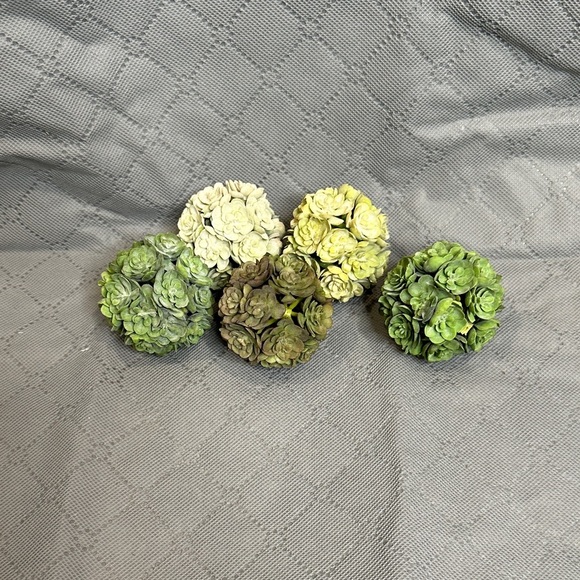 Home Decor Set of 5 Green & Cream Succulent Decorative Balls Floral Elegant NWOT - Picture 1 of 9